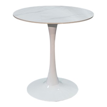 Τραπέζι Balou I pakoworld sintered stone σε λευκό μαρμάρου Φ70x74εκ