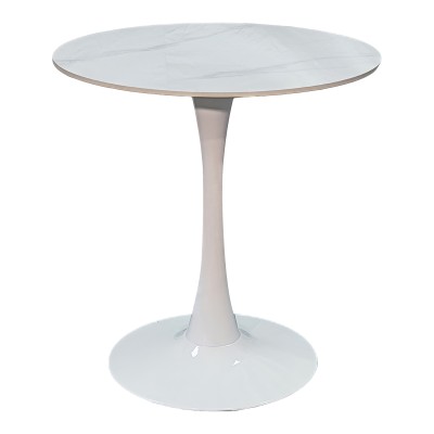 Τραπέζι Balou I pakoworld sintered stone σε λευκό μαρμάρου Φ70x74εκ