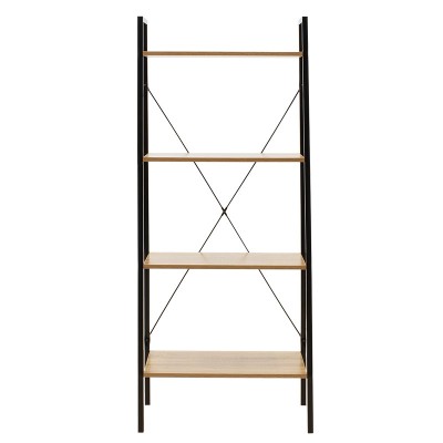 Βιβλιοθήκη- Ραφιέρα Ramon pakoworld φυσικό-μαύρο 60x23x145,5εκ