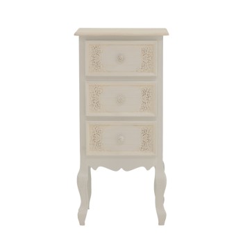 Κομοδίνο Pazlen Inart mdf σε λευκή αντικέ απόχρωση 40x34.5x82εκ