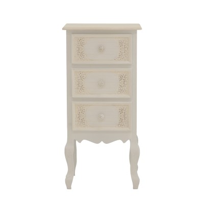 Κομοδίνο Pazlen Inart mdf σε λευκή αντικέ απόχρωση 40x34.5x82εκ