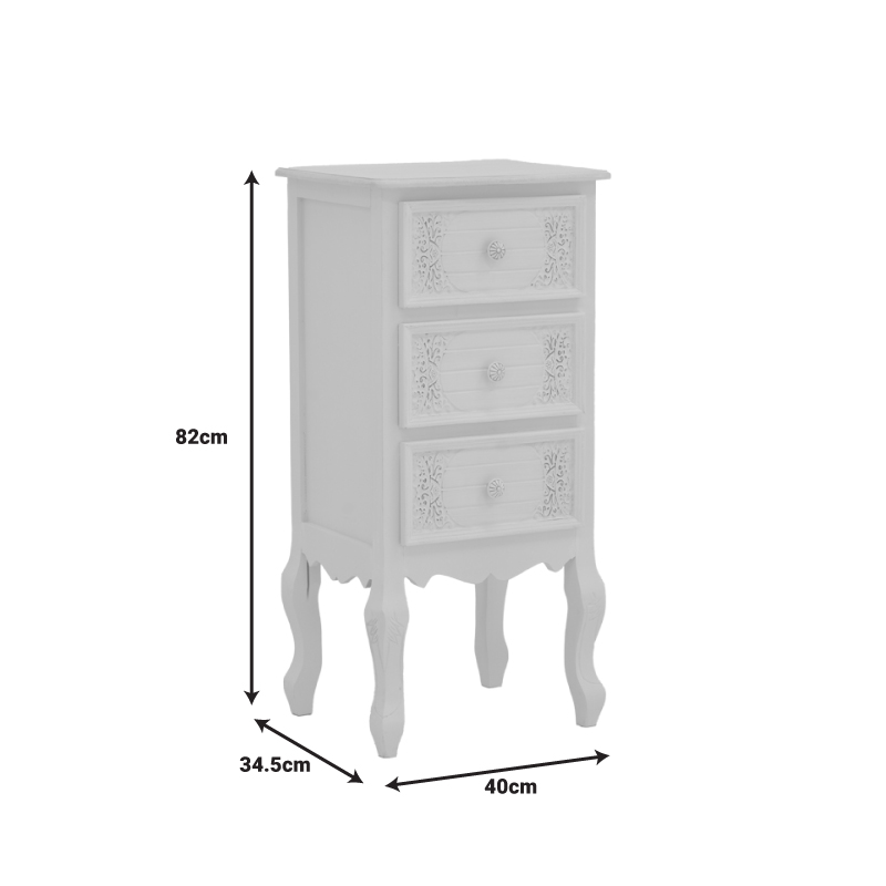 Κομοδίνο Pazlen Inart mdf σε λευκή αντικέ απόχρωση 40x34.5x82εκ