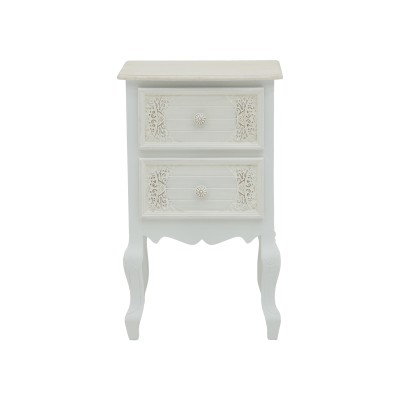 Κομοδίνο Pazlen Inart mdf σε λευκή αντικέ απόχρωση 40x45x65εκ
