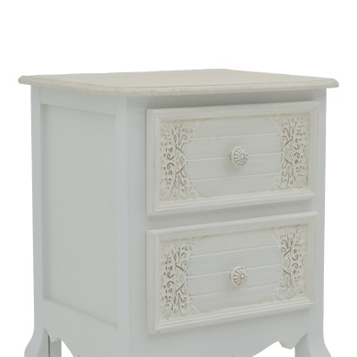 Κομοδίνο Pazlen Inart mdf σε λευκή αντικέ απόχρωση 40x45x65εκ