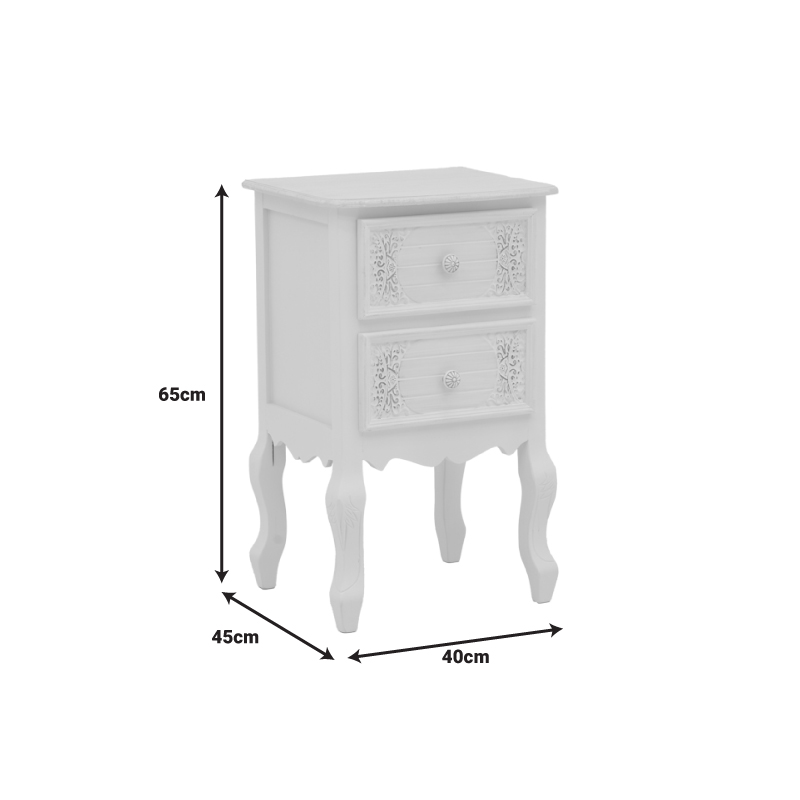 Κομοδίνο Pazlen Inart mdf σε λευκή αντικέ απόχρωση 40x45x65εκ