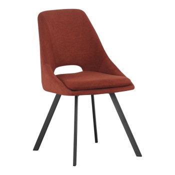 Καρέκλα Initiate pakoworld terracotta ύφασμα-πόδι μαύρο μέταλλο 48x57x85εκ | 2 τμχ