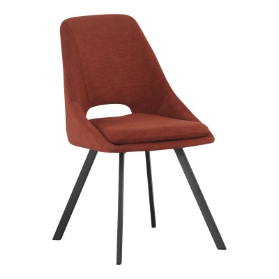Καρέκλα Initiate pakoworld terracotta ύφασμα-πόδι μαύρο μέταλλο 48x57x85εκ | 2 τμχ
