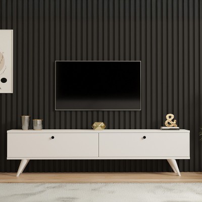 Έπιπλο τηλεόρασης Jate pakoworld σε λευκή απόχρωση 160x25x40εκ