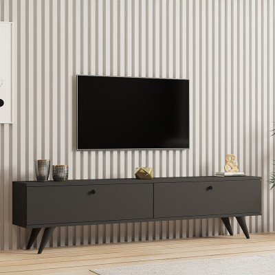 Έπιπλο τηλεόρασης Jate pakoworld σε ανθρακί απόχρωση 160x25x40εκ