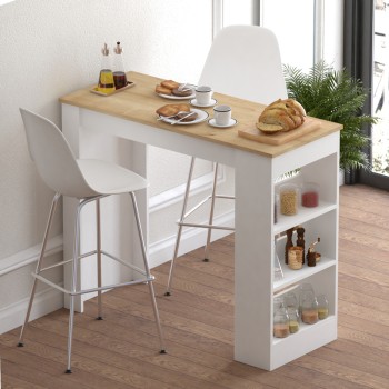 Τραπέζι μπαρ Riff pakoworld λευκό-sonoma 120x50x100εκ