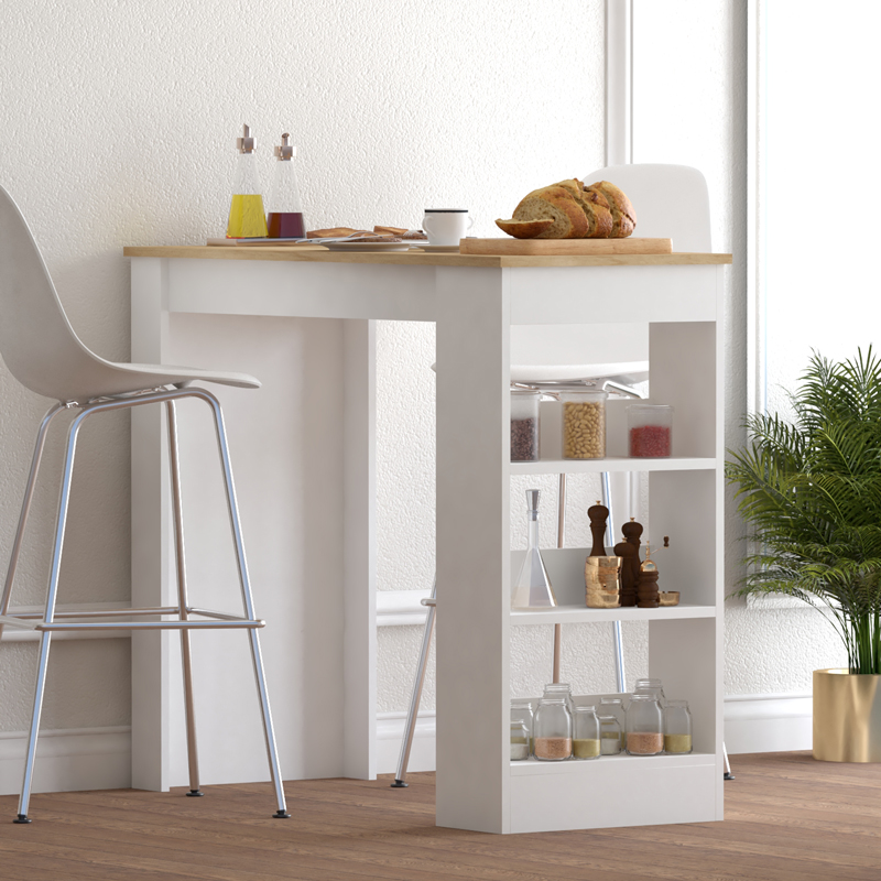 Τραπέζι μπαρ Riff pakoworld λευκό-sonoma 120x50x100εκ