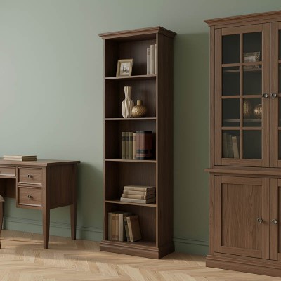 Βιβλιοθήκη Mozart pakoworld χρώμα καρυδί 60x34,5x202,5εκ