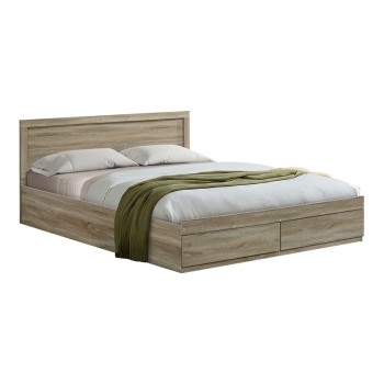 Κρεβάτι Olympus pakoworld με συρτάρι σε sonoma απόχρωση 160x200εκ