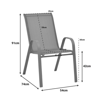 Πολυθρόνα Calan pakoworld μέταλλο σκούρo καφέ-textilene καφέ 54x74x91εκ