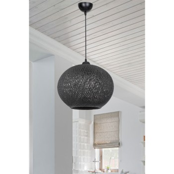 Φωτιστικό οροφής μονόφωτο Leshia pakoworld Ε27 μαύρο Φ38x38εκ