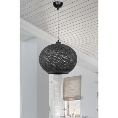 Φωτιστικό οροφής μονόφωτο Leshia pakoworld Ε27 μαύρο Φ38x38εκ
