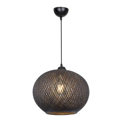 Φωτιστικό οροφής μονόφωτο Leshia pakoworld Ε27 μαύρο Φ38x38εκ