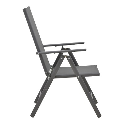 Πολυθρόνα Candor pakoworld ανθρακί μέταλλο και γκρι textilene 51.5x63.5x107εκ | 4 τμχ