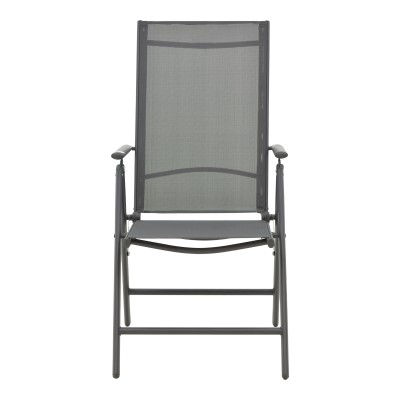 Πολυθρόνα Candor pakoworld ανθρακί μέταλλο και γκρι textilene 51.5x63.5x107εκ | 4 τμχ