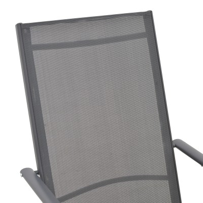 Πολυθρόνα Candor pakoworld ανθρακί μέταλλο και γκρι textilene 51.5x63.5x107εκ | 4 τμχ