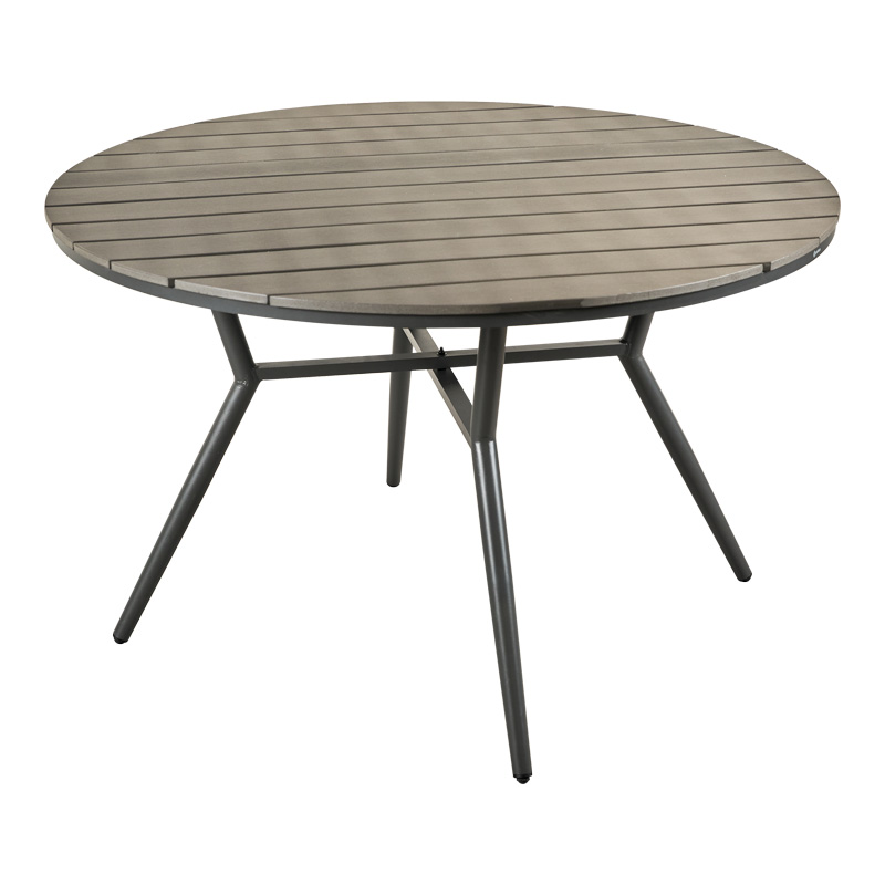 Τραπέζι Appa pakoworld αλουμίνιο και plywood σε ανθρακί απόχρωση Φ120x74εκ