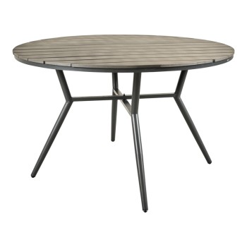 Τραπέζι Appa pakoworld αλουμίνιο και plywood σε ανθρακί απόχρωση Φ120x74εκ