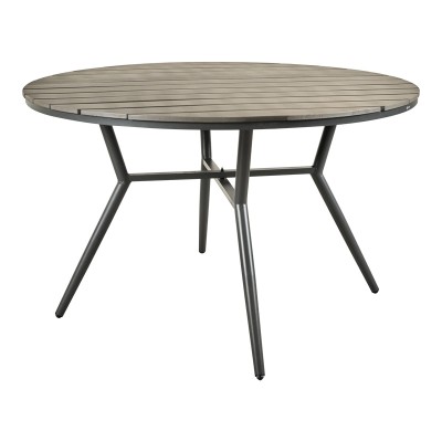Τραπέζι Appa pakoworld αλουμίνιο και plywood σε ανθρακί απόχρωση Φ120x74εκ