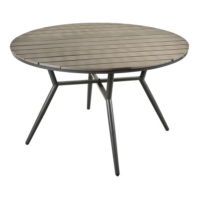 Τραπεζαρία Appa-Moly σετ 5τεμ pakoworld αλουμίνιο και plywood σε ανθρακί απόχρωση Φ120x74εκ
