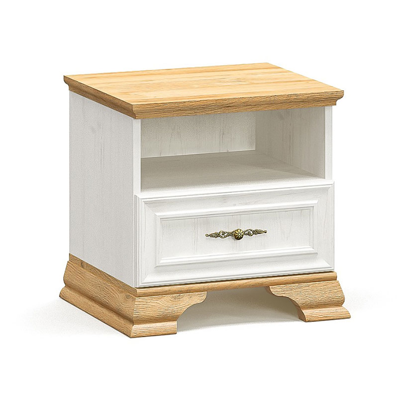 Κομοδίνο Jaden pakoworld golden oak-λευκό antique 49x41x47εκ | 2 τμχ