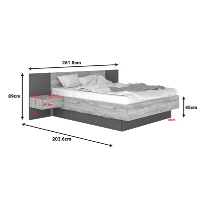 Κρεβάτι διπλό Kantri pakoworld σε sonoma - γκρι απόχρωση 160x200εκ