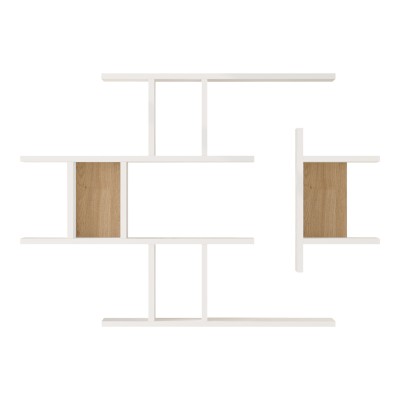 Ραφιέρα τοίχου Ledia pakoworld λευκό με oak 110,6x14,5x78εκ
