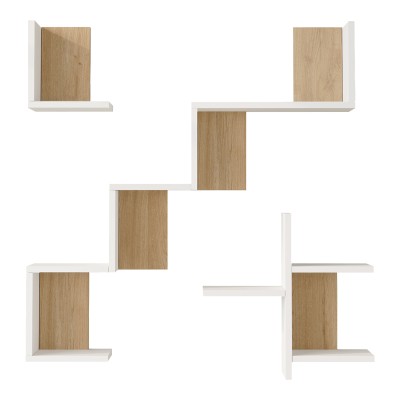 Ραφιέρα τοίχου Verso pakoworld λευκό με oak 99,4x14,5x103εκ