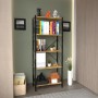 Βιβλιοθήκη Bimblem pakoworld oak με μαύρο μέταλλο 60x30x150εκ