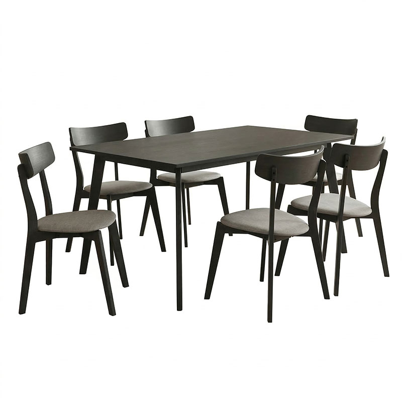 Tραπεζαρία Benson - Toto pakoworld σετ 7τμχ rustic grey - ύφασμα γκρι 150x90x75εκ