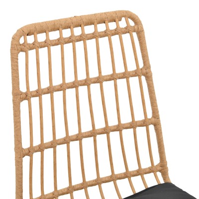 Τραπεζαρία Naoki U σετ 7τεμ pakoworld rattan pe σε φυσική απόχρωση και μαύρο μέταλλο 160x90x78εκ
