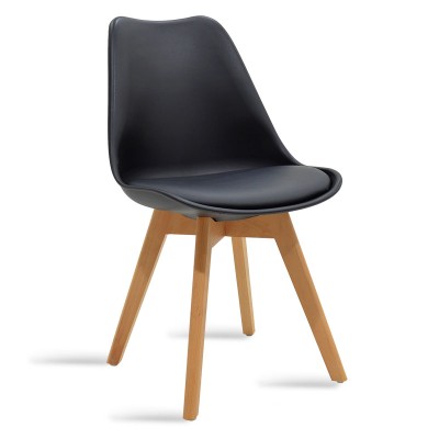 Τραπεζαρία με Καρέκλες Gaston μαύρο και Τραπέζι Prestone oak 70x70x75εκ Σετ 3τεμ