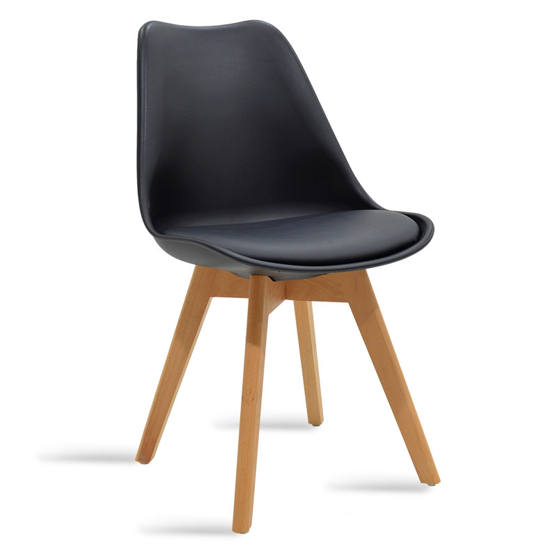 Τραπεζαρία με Καρέκλες Gaston μαύρο και Τραπέζι Prestone oak 70x70x75εκ Σετ 3τεμ