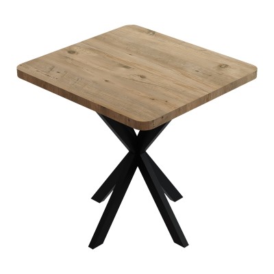 Τραπεζαρία με Καρέκλες Gaston μαύρο και Τραπέζι Prestone oak 70x70x75εκ Σετ 3τεμ