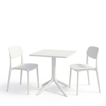 Τραπεζαρία Groovy Berdian pakoworld σετ 3τεμ λευκό PP 60x60x76εκ