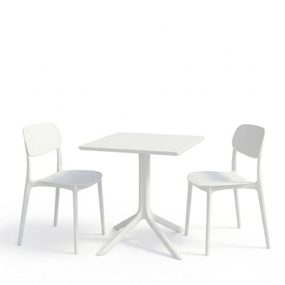 Τραπεζαρία Groovy Berdian pakoworld σετ 3τεμ λευκό PP 60x60x76εκ