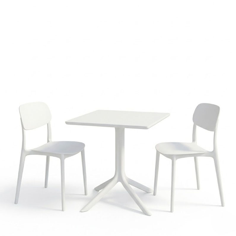 Τραπεζαρία Groovy Berdian pakoworld σετ 3τεμ λευκό PP 60x60x76εκ