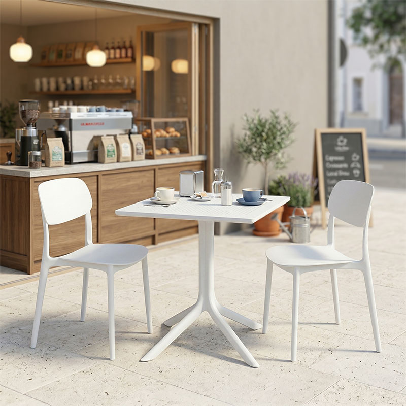 Τραπεζαρία Groovy Berdian pakoworld σετ 3τεμ λευκό PP 60x60x76εκ