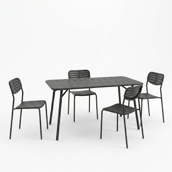 Τραπεζαρία Moraja Deraby Ι pakoworld σετ 5τεμ μαύρο μέταλλο 140x80x72εκ