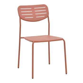 Καρέκλα Deraby pakoworld στοιβαζόμενη terracotta μέταλλο 52.5x45.5x83εκ