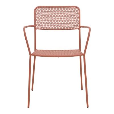 Πολυθρόνα Federal pakoworld στοιβαζόμενη terracotta μέταλλο 57x58x81.5εκ