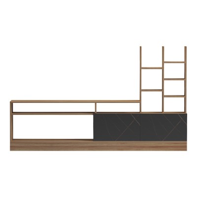 Σύνθετο σαλονιού Seruno pakoworld oak - μαύρο μαρμάρου 170x25x100εκ