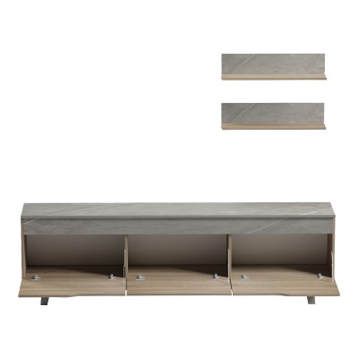 Σύνθετο σαλονιού Kasia pakoworld μπεζ μαρμάρου-sonoma 180x35x48.5εκ