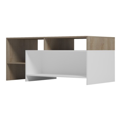Τραπέζι σαλονιού Consa pakoworld sonoma - λευκό 120x60x52.8εκ