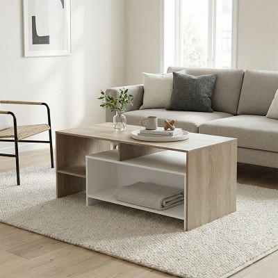 Τραπέζι σαλονιού Consa pakoworld sonoma - λευκό 120x60x52.8εκ