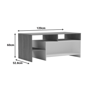 Τραπέζι σαλονιού Consa pakoworld sonoma - λευκό 120x60x52.8εκ